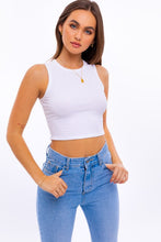 Load image into Gallery viewer, ROUND NECK SLEEVELESS CROP TOP
