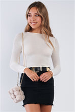Load image into Gallery viewer, Fitted Cream Long Sleeve Knit Crop top
