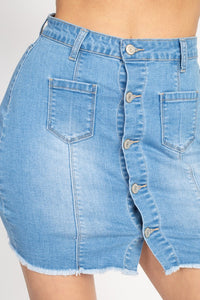 Button Up Denim Skirt