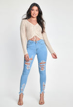 Load image into Gallery viewer, Denim Ripped Frayed Ankle High Waist Skinny Jeans
