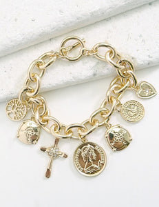 Multi Coin and Charm Bracelet