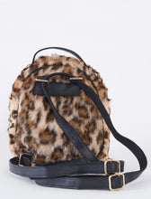 Load image into Gallery viewer, Leopard Faux Shearling Mini Backpack With Chain Detail
