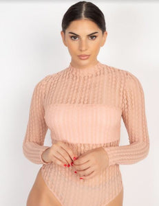 Blush Lace Bodysuit - Dusty Blush