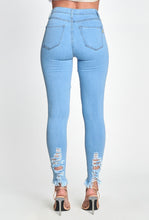 Load image into Gallery viewer, Denim Ripped Frayed Ankle High Waist Skinny Jeans
