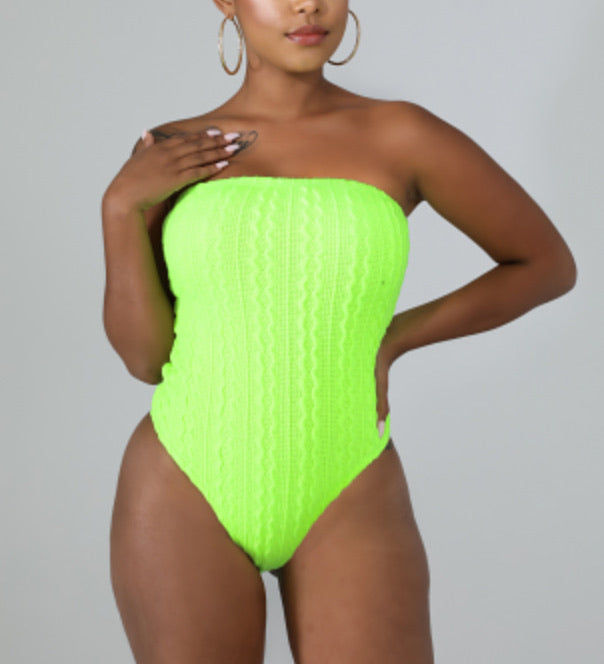 Lace Me Up Bodysuit - Neon Green