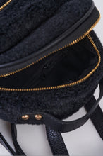Load image into Gallery viewer, Black Faux Shearling Mini Backpack With Chain Detail
