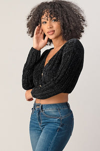 Kehlani Crop Top Sweater -Black
