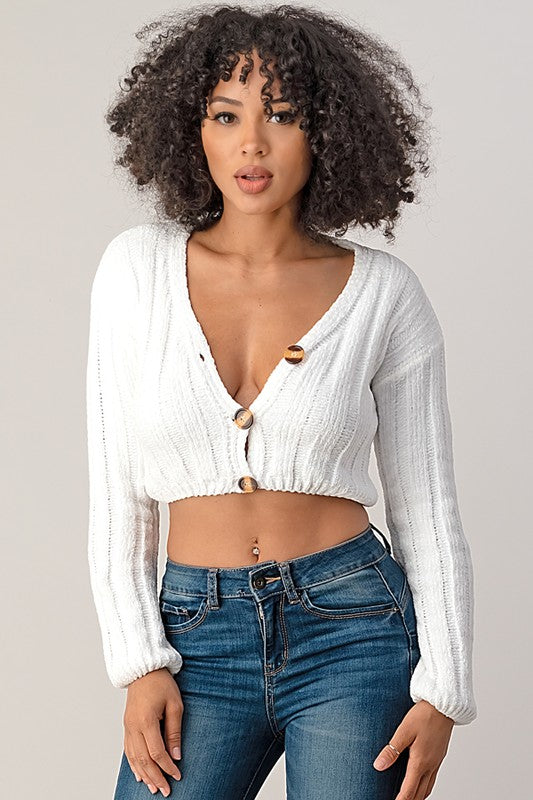 Kehlani Crop Top Sweater  - Ivory